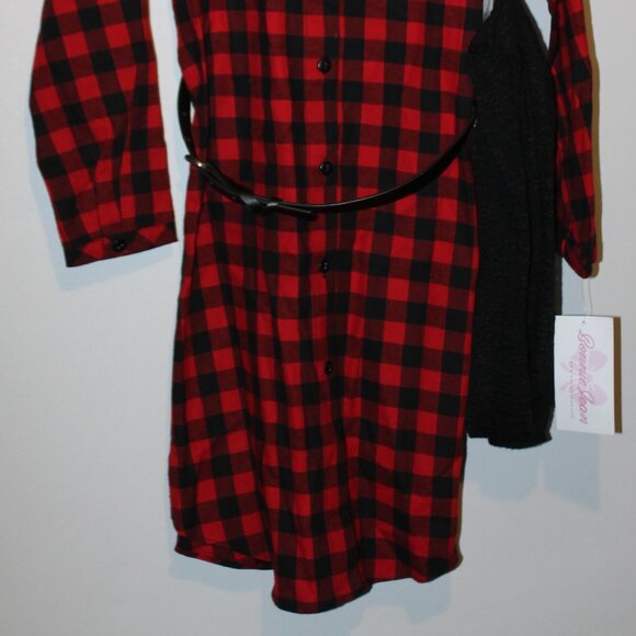 Bonnie Jean Christmas Girl's Shirt Dress, Belt & Infinity Scarf (NWT/Size 12) - Picture 2 of 7
